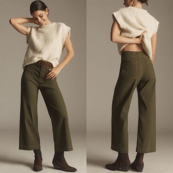 NEW The Colette Crop Wide-Leg Pants by Maeve: Contrast Stitch Edition